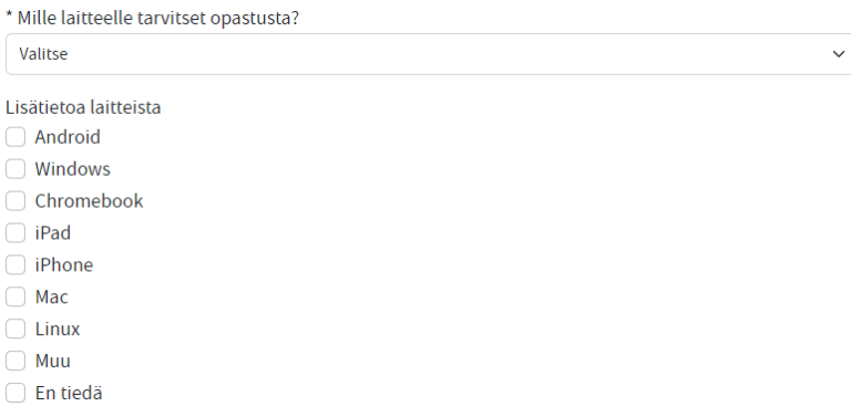 Kuvakaappaus: Mille laitteelle tarvitset opastusta?