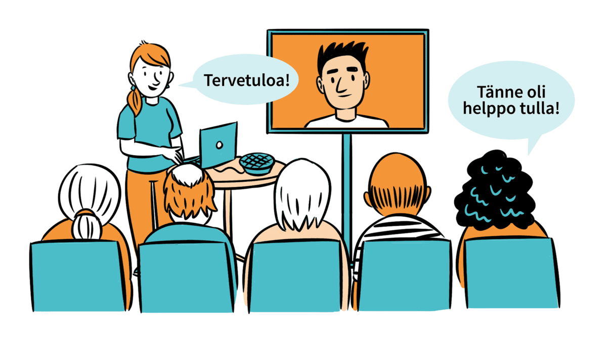 Etäkatsomoa järjestämässä